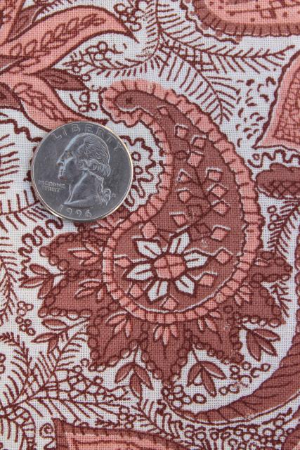 photo of 1940s vintage paisley print material, printed cotton feed sack fabric #2