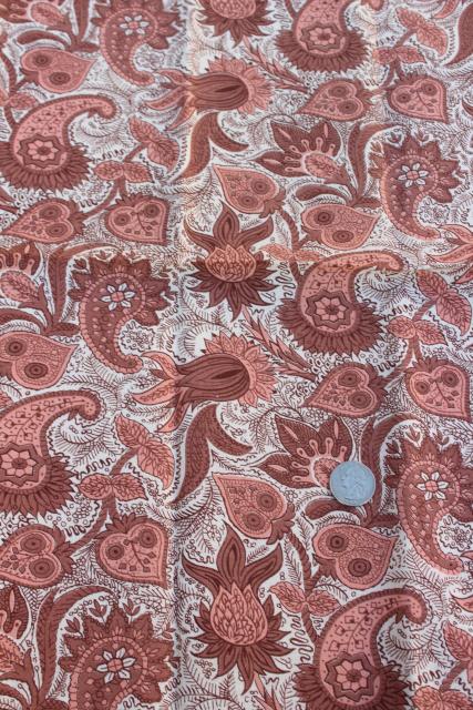 photo of 1940s vintage paisley print material, printed cotton feed sack fabric #4