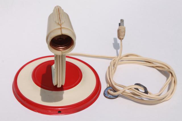 photo of 1940s vintage pin up wall sconce lamp or reading light, retro red bullseye #10