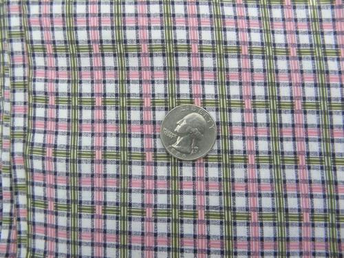 photo of 1940s vintage pink & green plaid print cotton fabric, 36'' wide #1