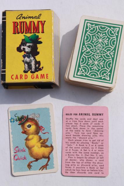 photo of 1940s vintage playing cards, mini card games w/ Donald Duck, Animal Rummy, Snap etc. #3