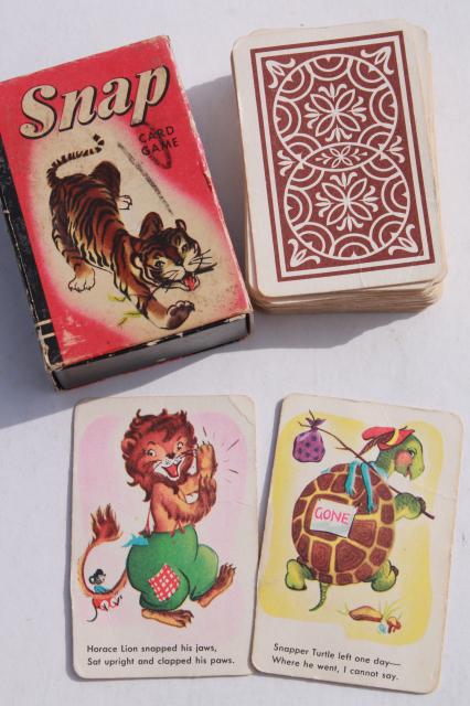 photo of 1940s vintage playing cards, mini card games w/ Donald Duck, Animal Rummy, Snap etc. #5