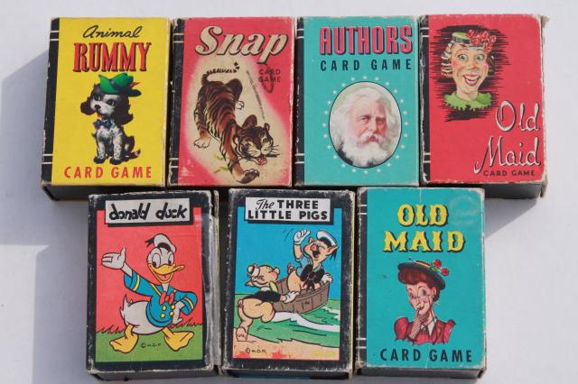 photo of 1940s vintage playing cards, mini card games w/ Donald Duck, Animal Rummy, Snap etc. #12