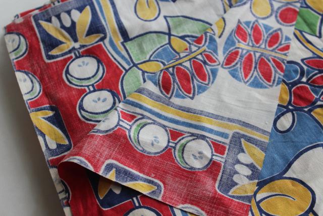 photo of 1940s vintage print cotton fabric, fiesta bright colors, old Mexico style! #4