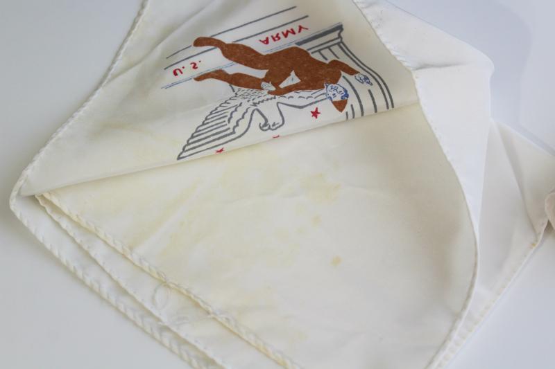photo of 1940s vintage print rayon handkerchiefs, WWII soldier US Army souvenir gift hankies #4