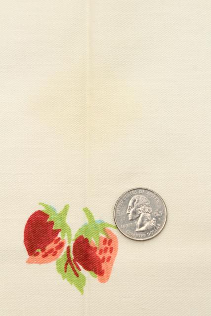 photo of 1940s vintage printed cotton kitchen tablecloth & napkins, Wilendur fruit print #7