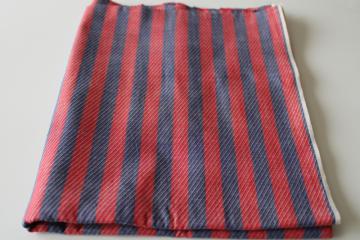 1940s vintage shirting fabric, twill weave cotton w/ wide stripes red & blue