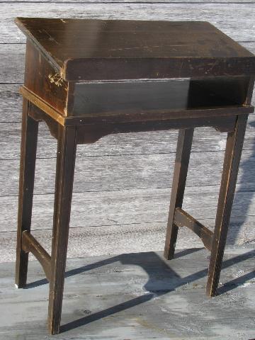 photo of 1940s vintage slant top library table, dictionary or reference book stand #1