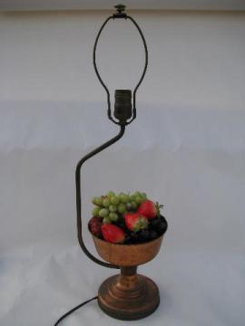 catalog photo of 1940s vintage solid copper banquet lamp for sideboard, fruit centerpiece bowl