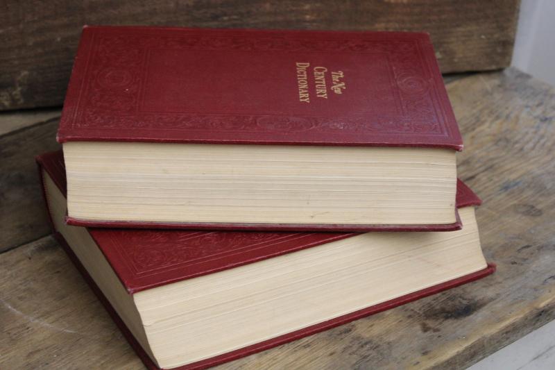 photo of 1940s vintage two volume dictionary, big books w/ old red & gold covers #2