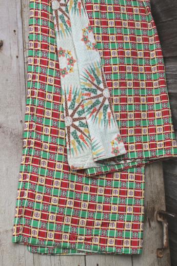 photo of 1940s vintage whole cloth quilt, star patchwork print cotton bedspread in southwest colors #2