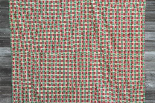 photo of 1940s vintage whole cloth quilt, star patchwork print cotton bedspread in southwest colors #9