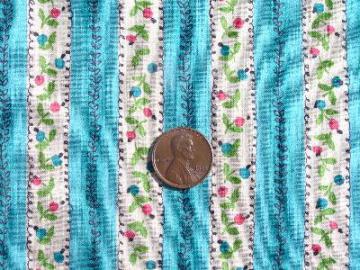 catalog photo of 1940's-50's cotton fabric, wallpaper stripe floral