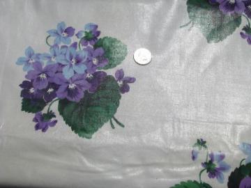 catalog photo of 1940s-50s vintage glazed cotton chintz fabric, purple sweet violets floral print