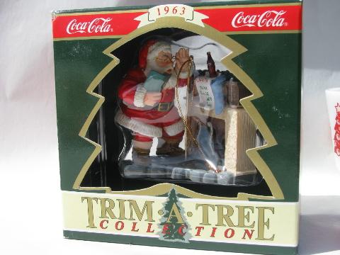 photo of 1942 and 1963 Coca-Cola Coke Santa art Christmas tree ornaments, 1990s #4