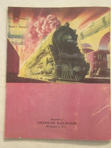 photo of 1945 Railroads at the Work trains & train engines booklet, steampunk vintage photos #2