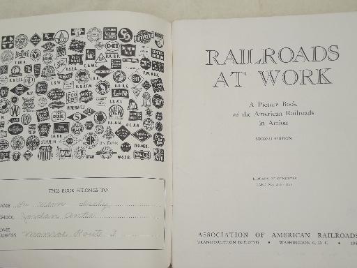 photo of 1945 Railroads at the Work trains & train engines booklet, steampunk vintage photos #3