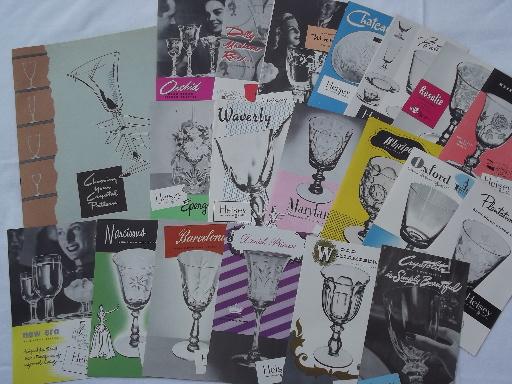 photo of 1947 catalog leaflets, vintage Heisey elegant glass crystal patterns #1