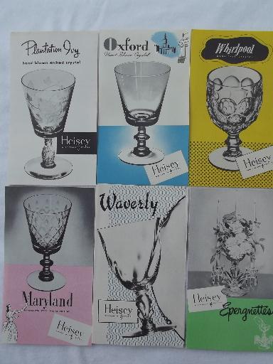 photo of 1947 catalog leaflets, vintage Heisey elegant glass crystal patterns #5