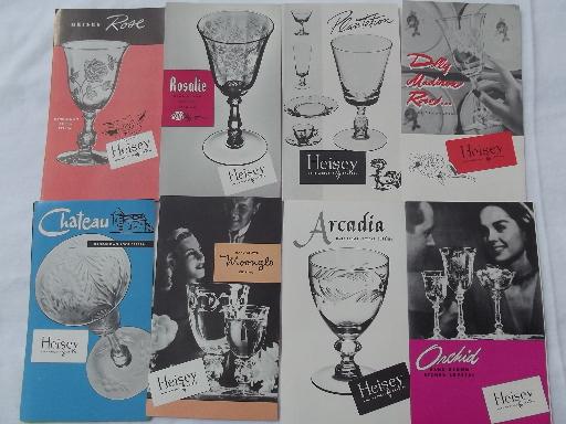 photo of 1947 catalog leaflets, vintage Heisey elegant glass crystal patterns #6