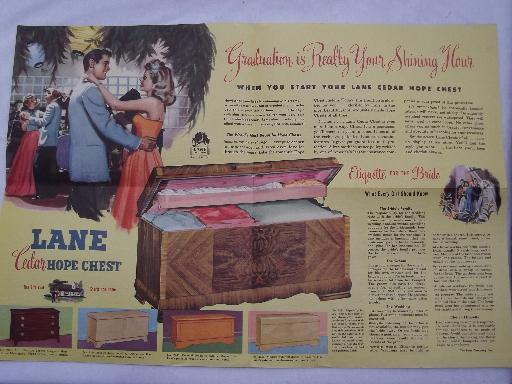 photo of 1948 color Lane furniture advertising leaflet, cedar hope chest styles #2