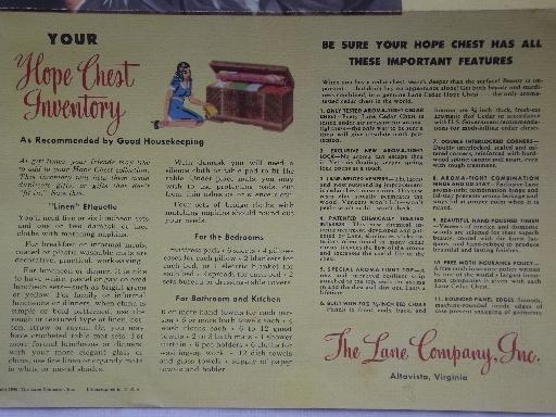 photo of 1948 color Lane furniture advertising leaflet, cedar hope chest styles #4