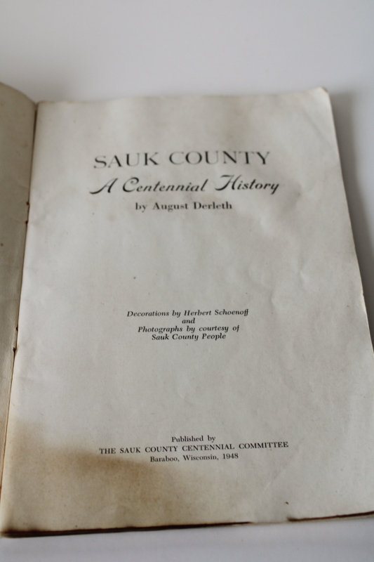 photo of 1948 vintage book Sauk County Wisconsin history settlement, family genealogy local businesses #3
