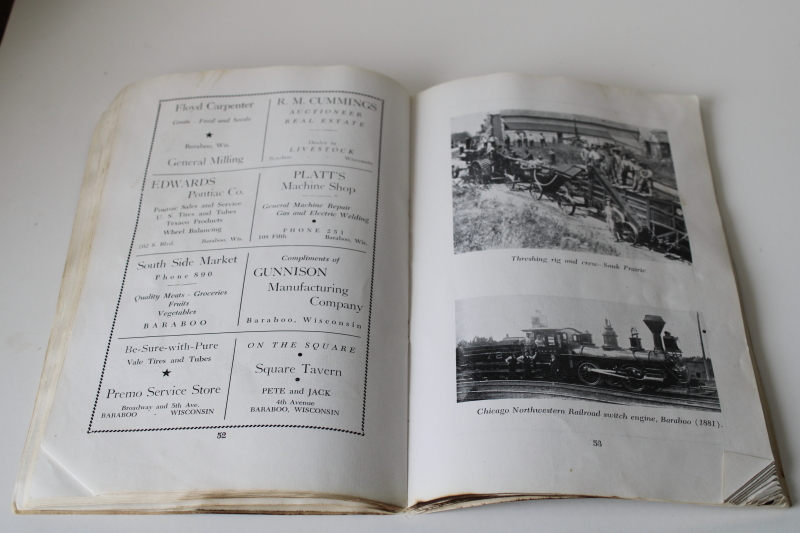 photo of 1948 vintage book Sauk County Wisconsin history settlement, family genealogy local businesses #6