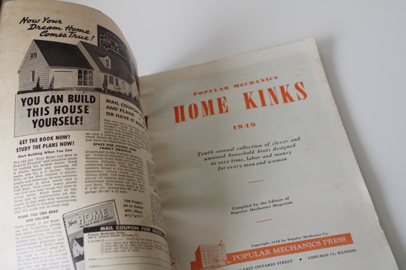 photo of 1949 Popular Mechanics Home Kinks hacks & projects, tools, building 50s style cover art  #2