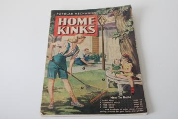 catalog photo of 1949 Popular Mechanics Home Kinks hacks & projects, tools, building 50s style cover art 