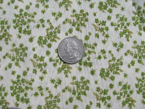 photo of 1950s -60s irish green tiny flowers print, vintage 38'' wide cotton quilting fabric #1