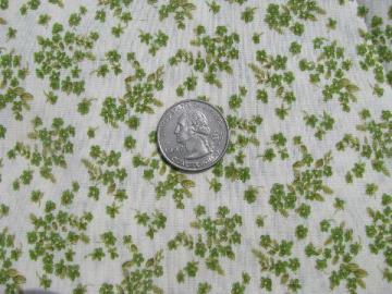 catalog photo of 1950s -60s irish green tiny flowers print, vintage 38'' wide cotton quilting fabric