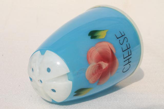 photo of 1950s 60s vintage Plas-Tex marbled plastic Cheese shaker w/ retro roses #3