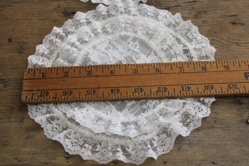 photo of 1950s 60s vintage nylon lace goblet rounds, ruffled doilies for drinking glasses or tea cups #2