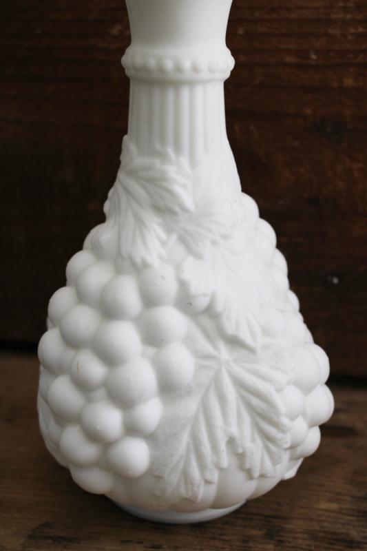 photo of 1950s Imperial vintage grapes milk glass decanter bottle, doeskin satin glass #4