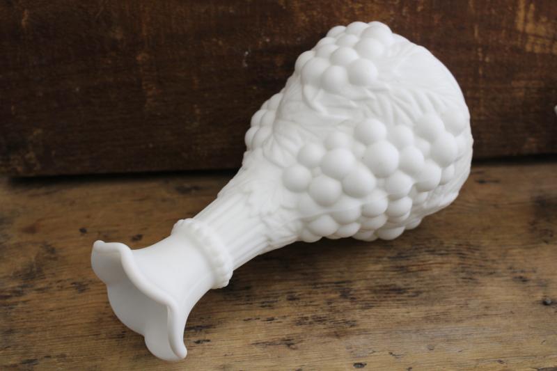 photo of 1950s Imperial vintage grapes milk glass decanter bottle, doeskin satin glass #5