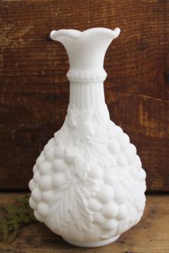 catalog photo of 1950s Imperial vintage grapes milk glass decanter bottle, doeskin satin glass