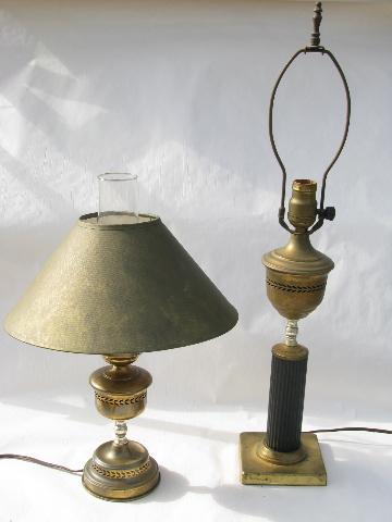 photo of 1950s mid-century vintage brass desk & library table lamps #1