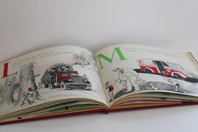 photo of 1950s picture book ABC vintage cars & trucks illustrations Ninon / Anne Alexander #6