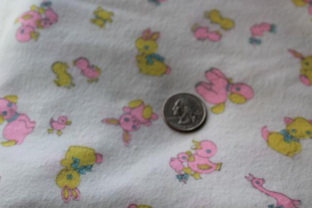 photo of 1950s vintage 36 wide cotton flannel ducks & bunnies print for baby boomer babies #1