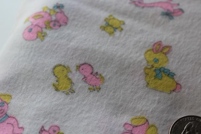 photo of 1950s vintage 36 wide cotton flannel ducks & bunnies print for baby boomer babies #2