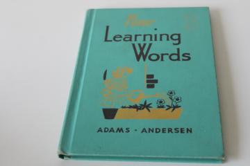 1950s vintage 3rd grade reading book, vocabulary reader New Learning Words school book 