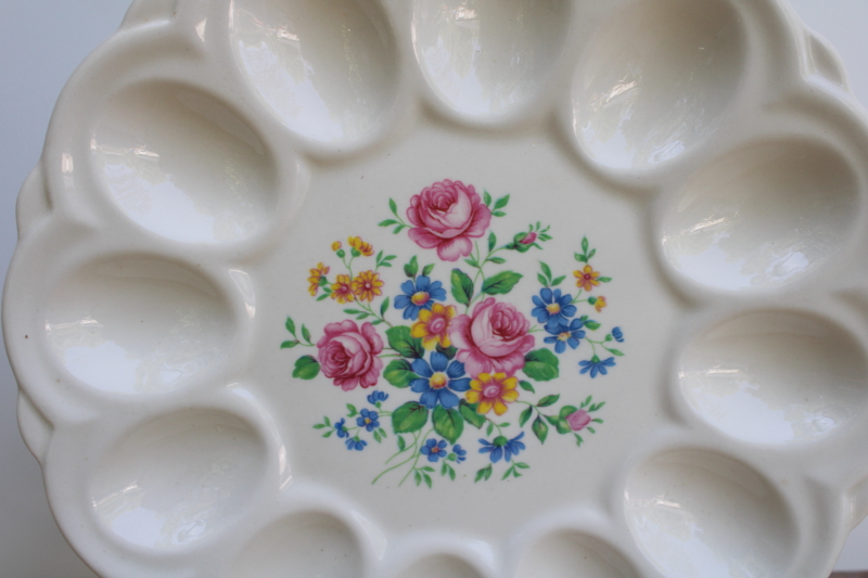 photo of 1950s vintage American Art Ware ceramic egg plate, divided tray for deviled eggs #2