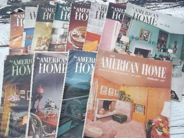 catalog photo of 1950s vintage American Home decorating magazines lot, 12 back issues