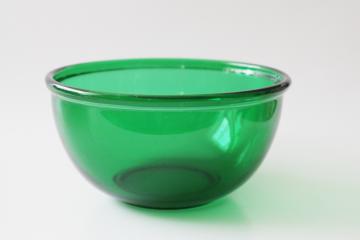1950s vintage Anchor Hocking forest green glass mixing bowl, small kitchen to table bowl 
