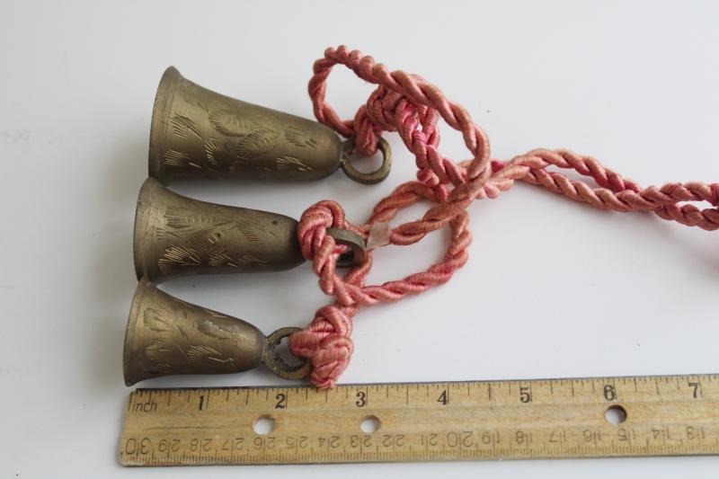 photo of 1950s vintage Bells of Sarna brass chime bell string w/ original paper tags  #4