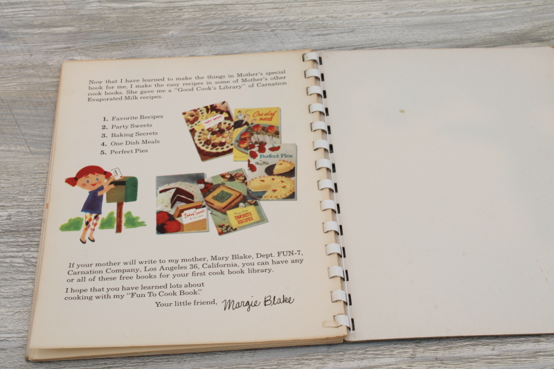 photo of 1950s vintage Carnation dairy Fun to Cook picture book, childrens cookbook #9