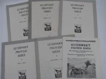 catalog photo of 1950s vintage Guernsey sire pedigree catalogs, early AI breeding bulls, ABS