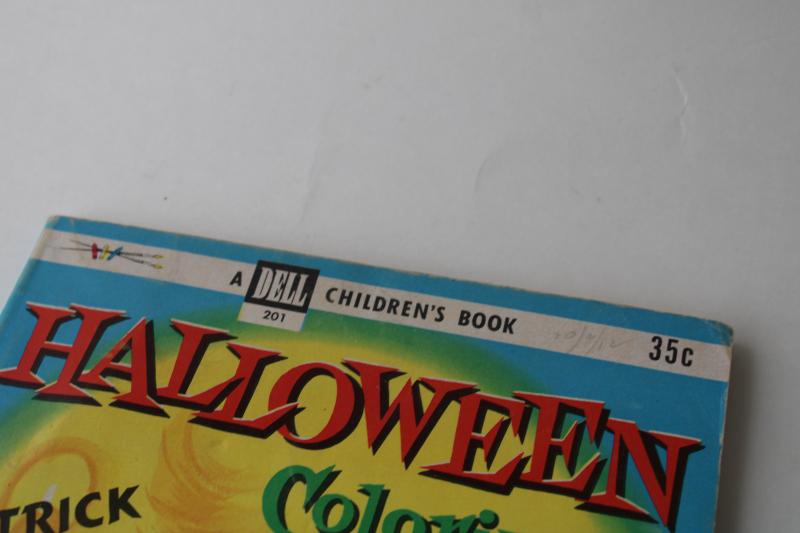 photo of 1950s vintage Halloween children's coloring book, black cat jack o'lantern cover art #2