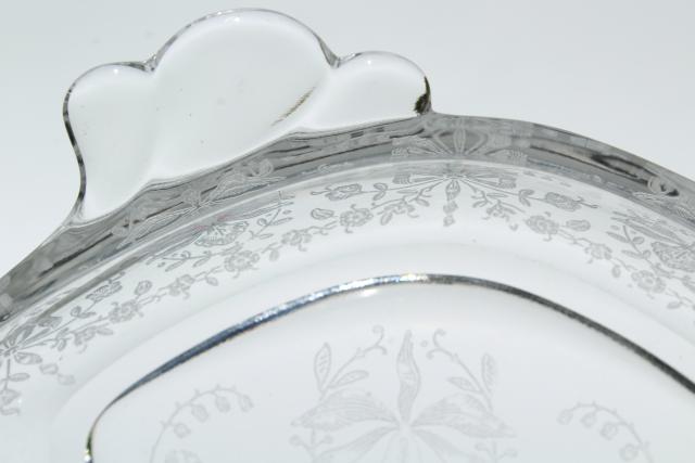 photo of 1950s vintage Heisey orchid etched glass, divided dressing bowl & relish dish #6